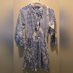3/$17 Zara Blue and White Long Sleeve Dress NWOT